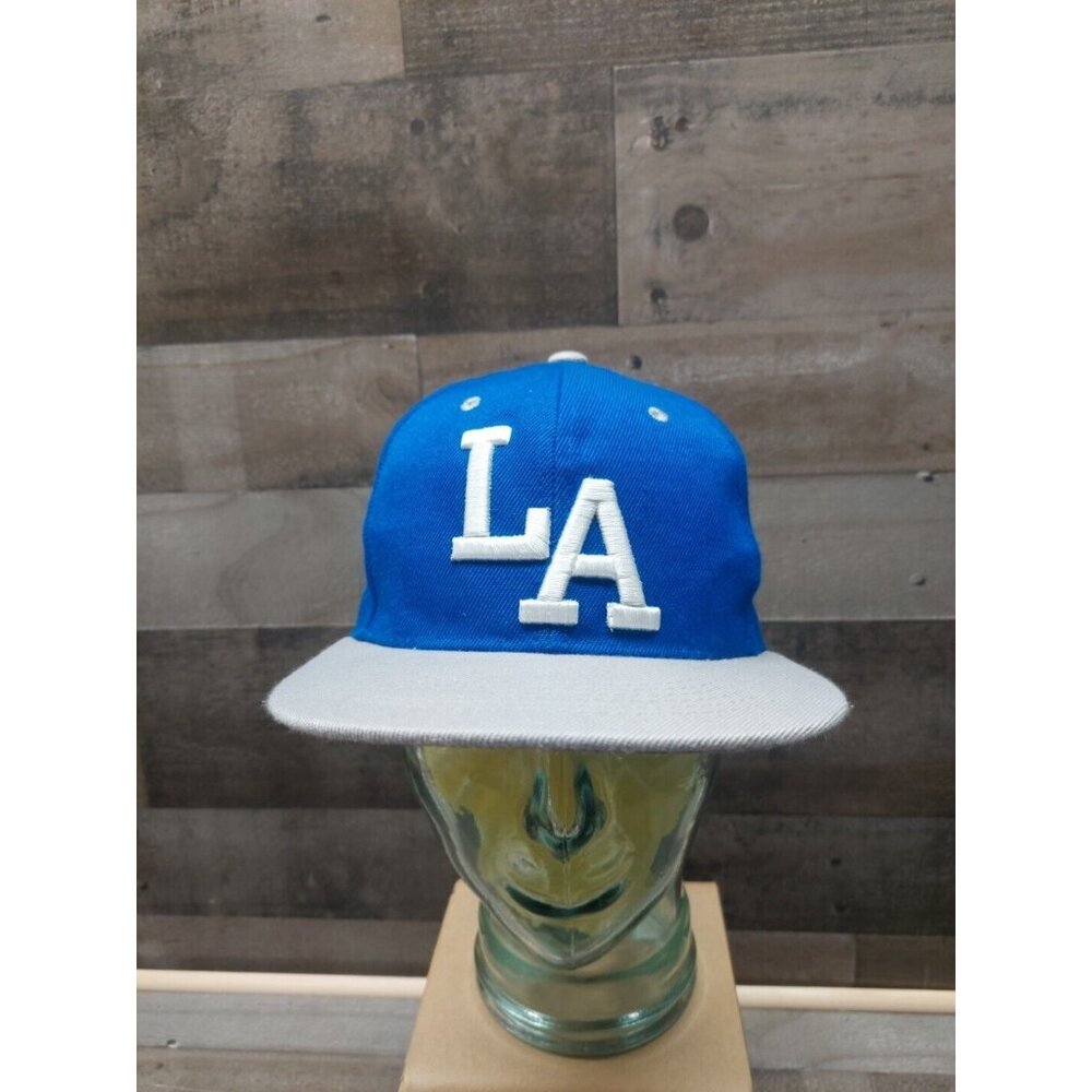 Bullbot Brand Blue W/ White Embroidered 'LA' Logo Men's FlexFit Style Hat Sz Sm